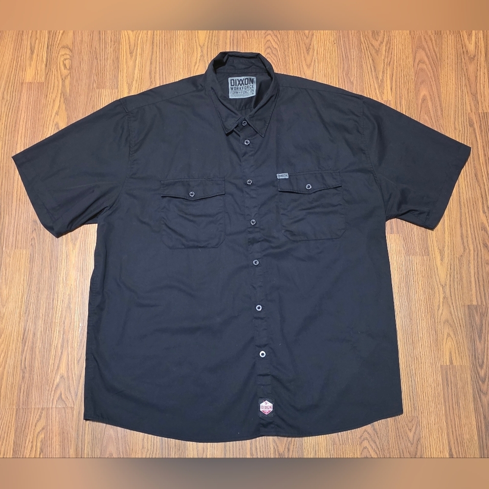 Dixxon Workforce Mens Black 5XL Short Sleeve Flannel Button Down Shirt E14